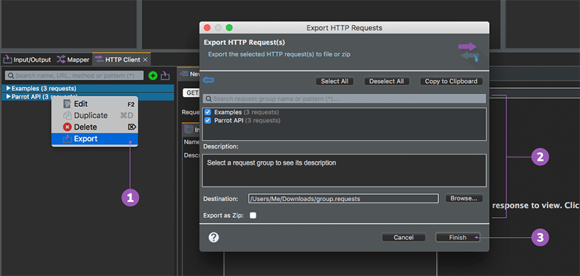 Http Client Request Group Exporting